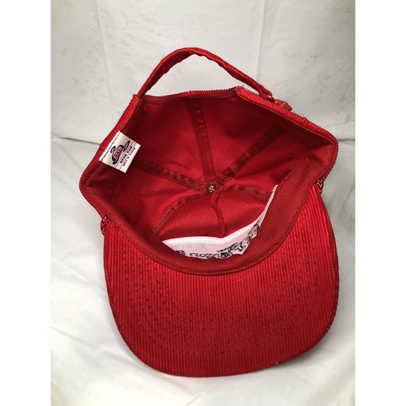 Vintage Corduroy Red Zip Back Hat Woody Woodpecker Embroidered Otto Cap - Picture 5 of 13